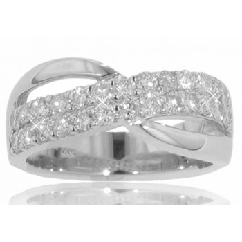1.35 ct Ladies Round Cut Diamond Anniversary Ring In 14 kt White Gold